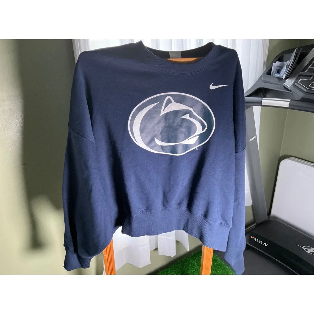 Nike Penn State Nittany Lions Womens Oversized Cropped Sweatshirt Navy Blue XL